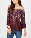 Style & Co Petite Printed Flounce-Trim Peasant Top, Created for Macy's
