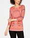 Charter Club Printed 3/4-Sleeve Top, Created for Macy's