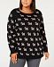 Charter Club Plus Size Dog-Print Tunic Sweater, Created for Macy's