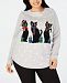 Karen Scott Plus Size Holiday-Cat Sweater, Created for Macy's