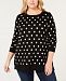 Charter Club Plus Size Dot-Print Tunic Sweater, Created for Macy's