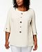 Jm Collection Plus-Size Crinkled Button-Detail Top, Created for Macy's