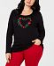 Karen Scott Plus Size Cotton Holiday Heart Wreath T-Shirt, Created for Macy's