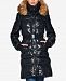 S13 Chalet Faux-Fur-Trim Hooded Belted Down Puffer Coat