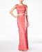 Adrianna Papell Cap-Sleeve Illusion Lace Gown
