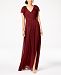 Adrianna Papell Pleated Illusion-Sleeve Gown