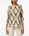 Jm Collection 3/4-Sleeve Novelty Printed Jacquard Top, Created for Macy's