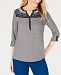 Style & Co Split-Neck Roll-Tab-Sleeve Top, Created for Macy's