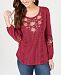Style & Co Embroidered-Panel Peasant Top, Created for Macy's