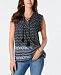 Style & Co Printed Lace-Up Top, Created for Macy's