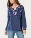 Style & Co Floral-Embroidered Top, Created for Macy's
