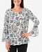 Ny Collection Floral-Print Bell-Sleeve Top