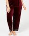I. n. c. Plus Size Lace-Trim Velvet Pajama Pants, Created for Macy's