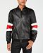 I. n. c. Men's Faux Leather Striped-Sleeve Jacket, Created for Macy's