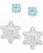2-Pc. Set Blue Topaz Snow Flake & Round Stud Earrings (5/8 ct. t. w. ) in Sterling Silver