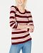 Hippie Rose Juniors' Striped Ribbed Lace-Up Sweater