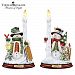 Thomas Kinkade All Is Bright Illuminated Snowman Candleholder Set