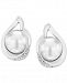 Cultured Freshwater Pearl (7mm) & Diamond Accent Stud Earrings in Sterling Silver