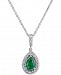 Emerald (3/4 ct. t. w. ) & Diamond (1/4 ct. t. w. ) 18" Pendant Necklace in 14k White Gold