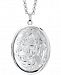 Engraved Oval Double Frame Locket 30" Pendant Necklace in Sterling Silver