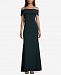 Betsy & Adam Petite Off-The-Shoulder Crepe Bustle Gown