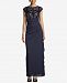 Betsy & Adam Petite Ruched Lace-Bodice Gown