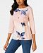Charter Club Petite Floral-Print Button-Trim Top, Created for Macy's