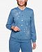 Alfred Dunner Petite At Ease Embroidered Button-Front Jacket