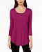 Jm Collection Petite Three-Quarter-Sleeve Top, Created for Macy's