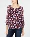 I. n. c. Petite Floral-Print Keyhole Top, Created for Macy's