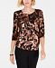 Jm Collection Petite Printed 3/4-Sleeve Top, Created for Macy's