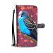 Blue Budgie On Hearts Print Wallet Case-Free Shipping - iPhone 6 Plus / 6s Plus