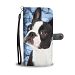 Boston Terrier On Blue Print Wallet Case- Free Shipping - Samsung Galaxy S6 Edge PLUS