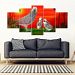 Cute African grey parrot With family Print-5 Piece Framed Canvas- Free Shipping - 5 Piece Framed Canvas - Cute African grey parrot With family Print-5 Piece Framed Canvas- Free Shipping / Framed