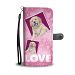 Cute Golden Retriever puppy with Love Print Wallet Case-Free Shipping - LG Q8