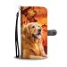 Golden Retriever With leaves Print Wallet Case- Free Shipping - Samsung Galaxy S6 Edge PLUS