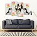 Japanese Chin Floral Print-5 Piece Framed Canvas- Free Shipping - 4 Piece Framed Canvas - Japanese Chin Floral Print-4 Piece Framed Canvas- Free Shipping / Framed