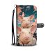 Large White Pig Print Wallet Case- Free Shipping - iPhone 7 / 7s