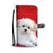 Maltese Dog With Red Print Wallet Case- Free Shipping - Samsung Galaxy S7