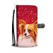 Papillon Dog On Red Hearts Print Wallet Case-Free Shipping - iPhone X