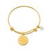 Unwritten Yellow Gold Tone "True Beauty Comes From Within" Flower Charm Bangle Bracelet, 8" Length, 2.25" Diameter