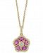 Effy Pink Sapphire (1-1/5 ct. t. w. ) & Diamond (1/4 ct. t. w. ) Flower 18" Pendant Necklace in 14k Gold