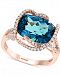 Effy Blue Topaz (8 ct. t. w. ) & Diamond (3/8 ct. t. w. ) Statement Ring in 14k Rose Gold