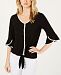 Ny Collection Petite Tulip-Sleeve Tie-Front Blouse