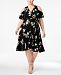 Soprano Trendy Plus Size Floral-Print Cold-Shoulder Dress