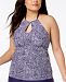 Island Escape Plus Size Mikonos Beach Printed Keyhole Underwire Tankini Top, Created for Macy's Women's Swimsuit