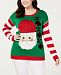 Planet Gold Trendy Plus Size Light-Up Santa Christmas Sweater