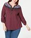 Style & Co Plus Size Printed Split-Neck Top, Created for Macy's