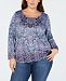 Style & Co Plus Size Cotton Printed Ombre Top, Created for Macy's