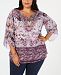 Jm Collection Plus Size Embellished Printed Top, Created for Macy's